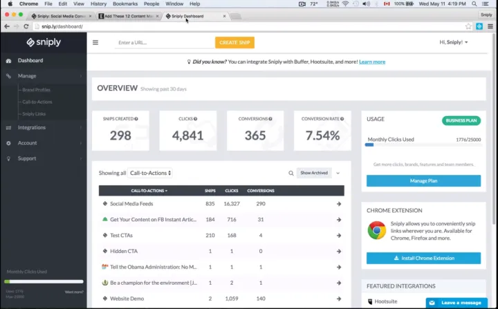 Captura Sniply Marketing en RRSS